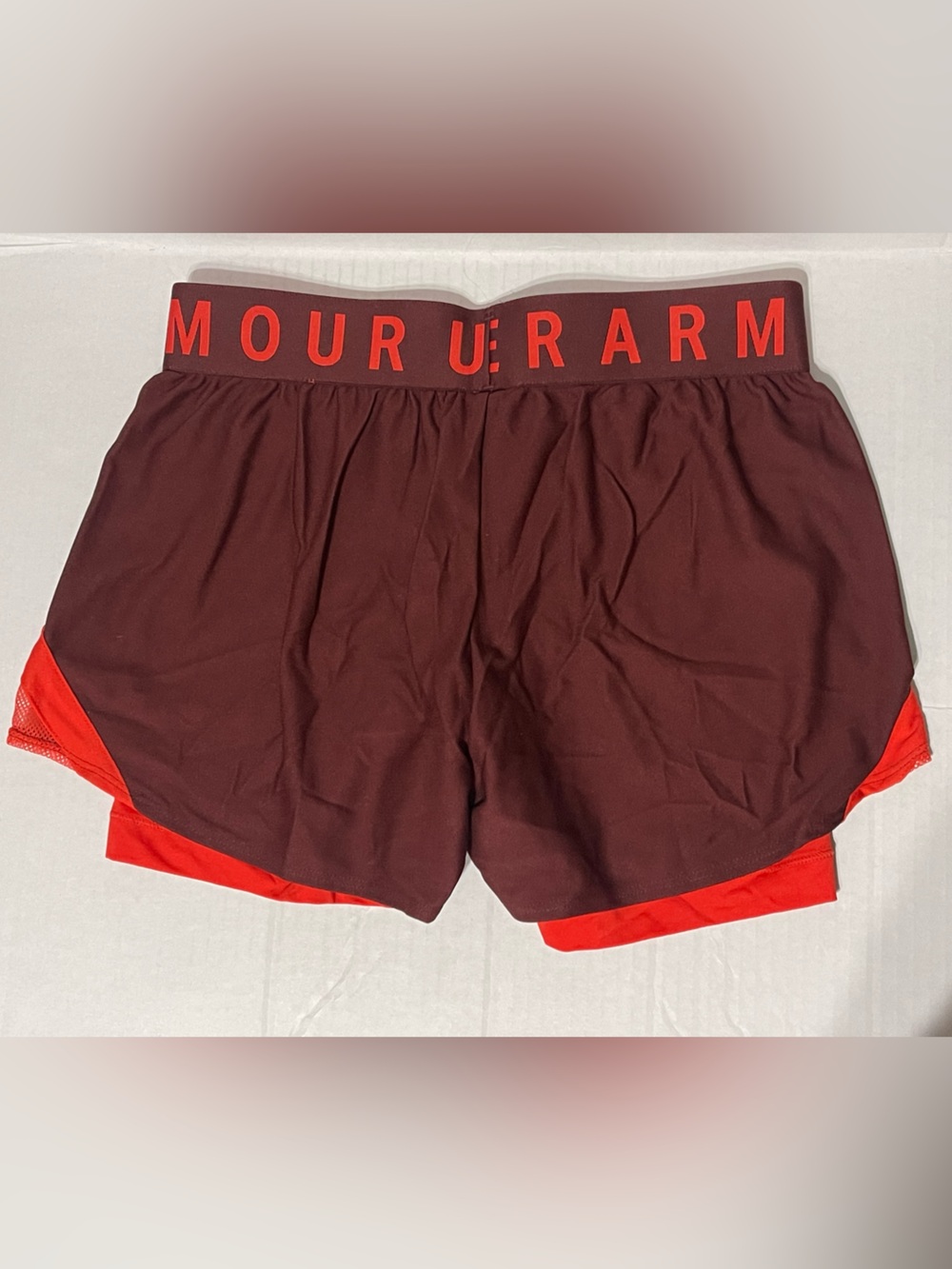 Under Armour Play Up 2-In-1 Shorts - Women’s Medium - Chestnut Red-Radio Red-NWT - Picture 3 of 3